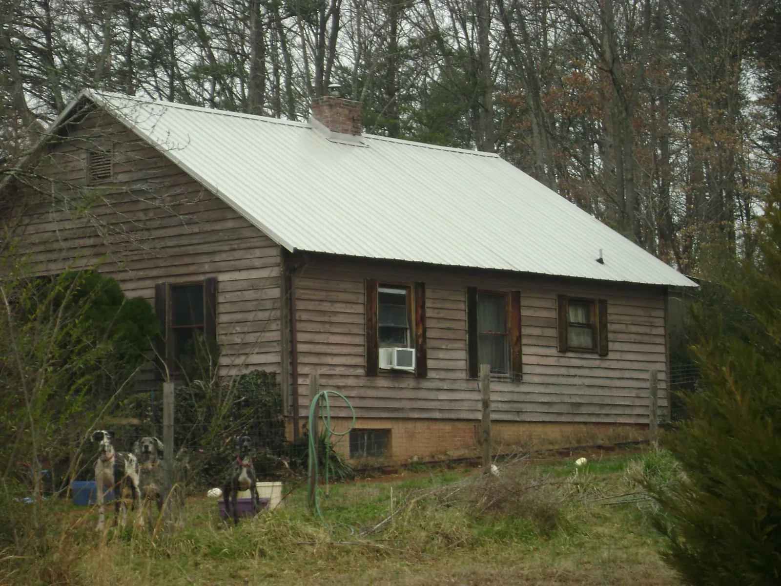 White metal roof on an old wood sided farmhouse, from a Metal Roof Installation job in Cyril